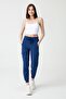 Women's Navy Blue Cargo Pocket Jogger Pants with Elastic Waist and Legs Cargo - 3
