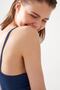 Women's Navy Blue Strappy Light Support Covered Sports Bra Straps - 4