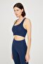 Navy Blue Lightly Supported Covered Sports Bra with Back Detail - 2