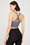 Anthracite Lightly Supported Covered Sports Bra with Back Detail Crisscross - 5
