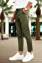 Khaki Lace-Up Slim Fit Jogger Men's Trousers - 2