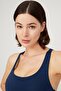 Navy Blue Lightly Supported Covered Sports Bra with Back Detail - 3