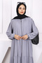 Gray Sleeve Elastic Zippered Ferace - 3