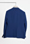 Bortolo Men's Cobalt Blue Knitted Stretching Lycra Mono Collar Slim Fit Sports Blazer Jacket - 6