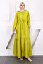 Oil Green Waist Tie Lace Dress - 2