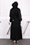 Black Waist Tie Lace Dress - 3