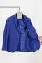 Bortolo Men's Blue Knitted Stretching Lycra Mono Collar Slim Fit Sports Blazer Jacket
