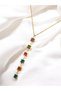 Row Color Baguette Stone Steel Y Steel Women's Necklace - Women's Necklace - Women's Necklace - Steel Necklace