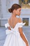 By Feyza Girls' Flared Formal Dress with Pearl Tulle Train and Rhinestone Satin, White, 7-14 Years - 4
