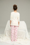 Ecru Ribbon Pattern Cotton Crew Neck Knitted Pajamas Suit25241147 - 5