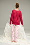 Cherry Ribbon Pattern Cotton Crew Neck Knitted Pajamas Suit25241136 - 3