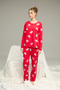 Red Teddy Bear Patterned Cotton Crew Neck Knitted Pajama Set25241135 - 3