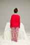 Red Plaid Cotton Crew Neck Knitted Pajamas Suit25241129 - 6