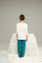 Ecru Ribbon Pattern Cotton Crew Neck Knitted Pajamas Suit25241159 - 6