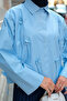 Women's Floral Patterned Shirt Baby Blue - 4
