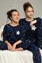 Navy Blue Star Pattern Cotton Crew Neck Knitted Pajamas Suit25241130