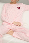 Pink Heart Pattern Cotton Crew Neck Knitted Pajamas Suit25241127 - 2