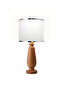 Magnolia Table Lampshade Wooden Body Fabric Headboard Decorative Table Lamp Night Light - 4