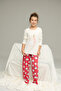 Ecru Red Watch Pattern Cotton Crew Neck Knitted Pajamas Suit25241139 - 5