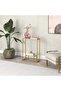 FFD Pre-Assembled Console Table with Glass Shelves and 1.3cm Thick Metal Frame - Modern Entryway