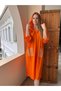 Women's Hooded Studded 2 Pockets Linen Long Dress