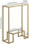 FFD Pre-Assembled Console Table with Glass Shelves and 1.3cm Thick Metal Frame - Modern Entryway - 2