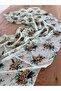 White Floral Patterned Soft 170 X 55 cm Shawl Scarf Hair Band 1757099 - 3