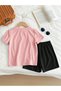 Girl's Floral Printed T-Shirt Shorts Bottom Top Children's Set - 2