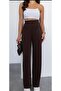 Floransa/////Women's Double Fabric Palazzo Pants with Side Pockets - 2