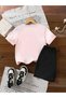 Children's Floral Printed Bottom-Top Set Cotton Shorts T-Shirt Set - 2