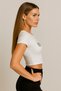 White Women's Crop Short T-Shirt Peace Smile Heart Design Printed Combed Crop Short Waist Summer T-Shirt - 8