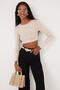 Women's Slim Fit Modal Fabric Cotton Crew Neck Stone Blouse - 2
