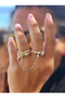 316L Steel Gold Color 3-Chain ​​Combination Stone Detail Design Ring - 6