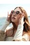 Cream Color Brown Glass Uv400 Protection Oval Unisex Sunglasses - 2