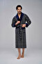 Stylish Checkered Jacquard Bamboo Cotton Men's Dressing Gown - 3