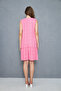 Women's Pink Flower Patterned Cycling Collar Skirt Ruffle Wrap Dress - 7