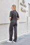 Women's Silky Modal Stretch Fabric High Waist Front Stitching Side Pockets Wide Leg Palazzo Pants-Anthracite - 6