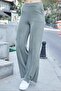 Women's Silky Modal Stretchy Fabric High Waist Front Seam Side Pockets Wide Leg Palazzo Pants-Khaki - 3