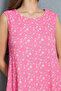 Women's Pink Flower Patterned Cycling Collar Skirt Ruffle Wrap Dress - 8