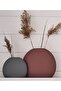 Large Size Modern Style Flat Vase Flower Pot Natural Stone Casting Heavy Vase 22 cm - 2