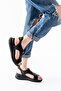 T-221 Black Spring Parachute Fabric Elastic Orthopedic Women's Sandals