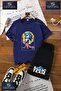 Children's Unisex “Sonic Sunny Blue Square“ Special Printed Crew Neck T-Shirt - Shorts Set