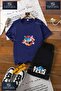 Children's Unisex “Sonic Multiple Cembrr Icinde“ Special Printed Crew Neck T-Shirt - Shorts Set