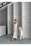 U-Neck Adjustable Rope Strap Flowy Maxi Length Dress Mid-Length Shirt Dress Shirt Double Modal Suit - 6