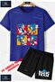 Children's Unisex “Sonic 4 Square Photo Icing“ Custom Printed Crew Neck T-Shirt - Shorts Set