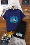 Children's Unisex “Sonic Blue Canvas One Kosan“ Custom Printed Crew Neck T-Shirt - Shorts Set