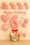 Pink 1 Year Old Birthday Balloon Set |   Heart Striped Foil Happy Birthday