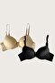 Ieg Black-Tan 2-Pack Cro Fabric Push up Padded Underwire Daily Support Bra Ilkel-Mdgym457 - 3