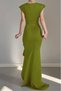 Women's Scuba Diving Fabric Double-Breasted Collar Skirt Flared Oil Green Dress - 2