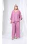 Plum Linen Fabric Wide Comfortable Fit V-Neck Bottom Top Set - 6